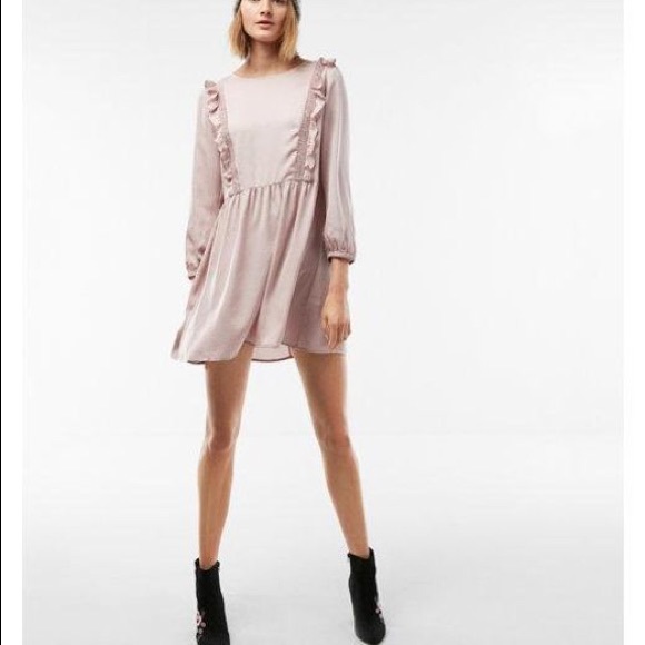 Express Dresses & Skirts - Express Satin Ruffle Fit & Flare Dress